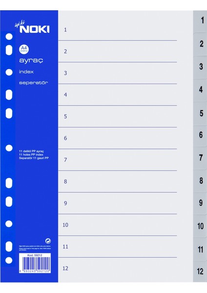 Ayraç 1-12 Rakam 10 Adet