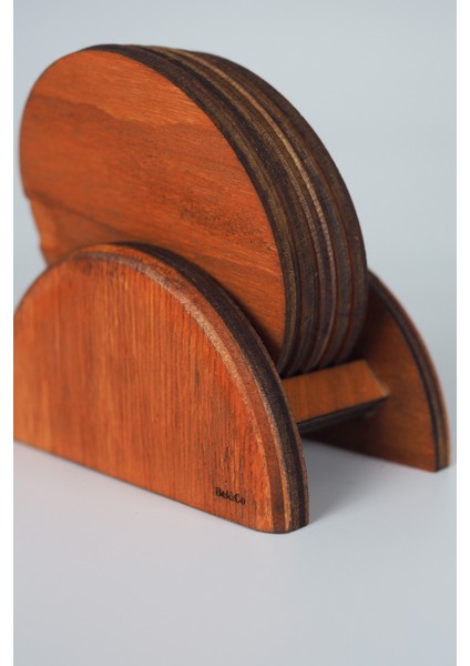 Pati Temalı 6’lı Ahşap Bardak Altlığı Seti – Standlı fırsatları