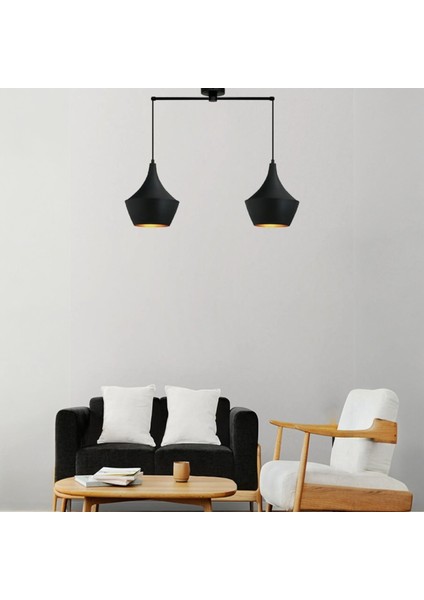 Ikili Bombeli Siyah Sarkıt Avize Sarkıt Lamba Salon Duvar Merdiven Antre Oturma Odası Avizeleri fırsatları