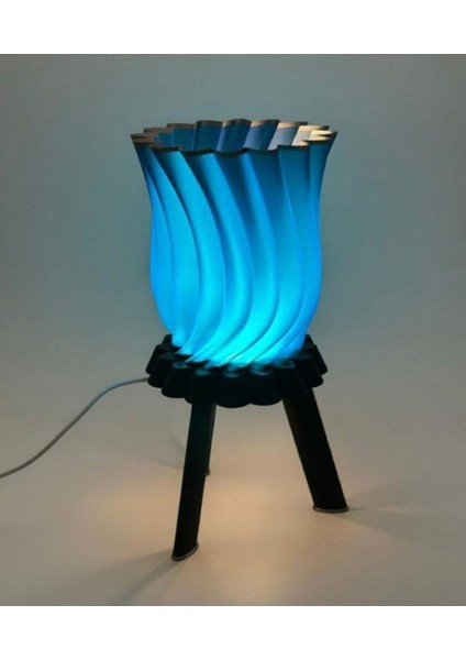 Helix 3 Ayaklı Modern USB Masa Lambası | Özel Tasarım 3D Baskı | Pla Malzeme | Dekoratif Abajur