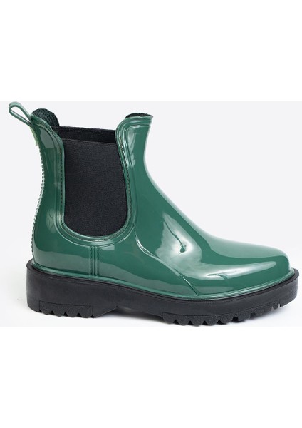 Kadın Parlak Chelsea Yağmur Botu –kalın Taban Bot