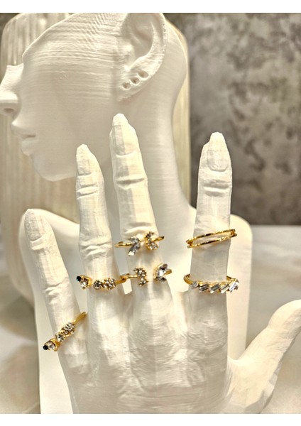 6'lı Kombin Taşlı Yüzük Seti