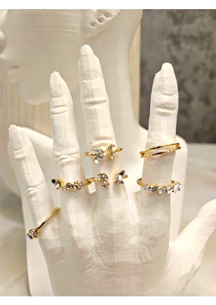 6'lı Kombin Taşlı Yüzük Seti modelleri