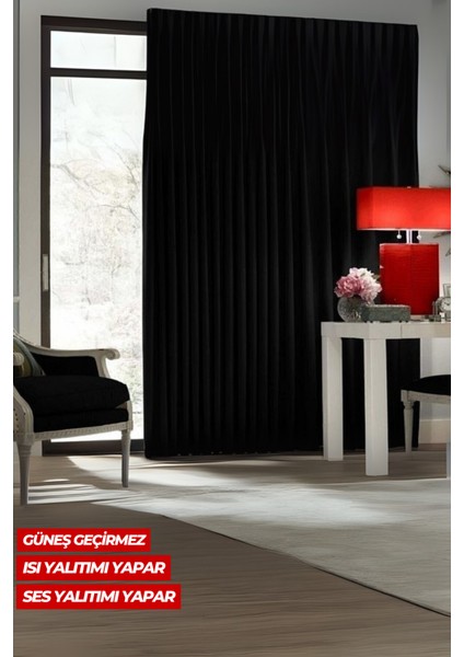 Siyah %100 Güneş Geçirmez Blackout, Karartma Güneşlik, Perde | Pilesiz Dikim, Tek Kanat