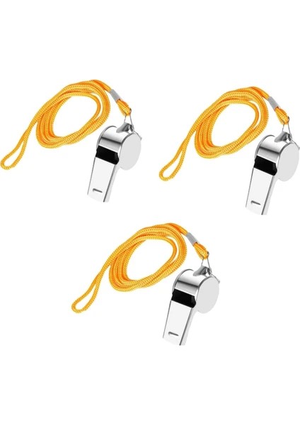 Kaliteli 3 Adet Sarı Ipli Paslanmaz Metal Deprem Düdüğü, Hakem, Can Kurtaran Düdük (3 Adet)