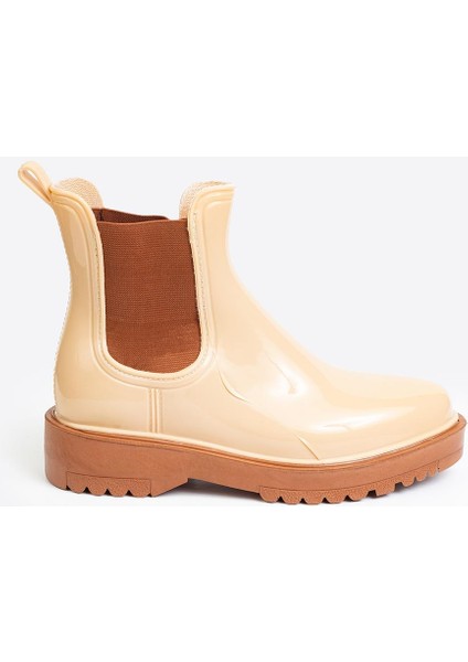 Kadın Parlak Chelsea Yağmur Botu –kalın Taban Bot