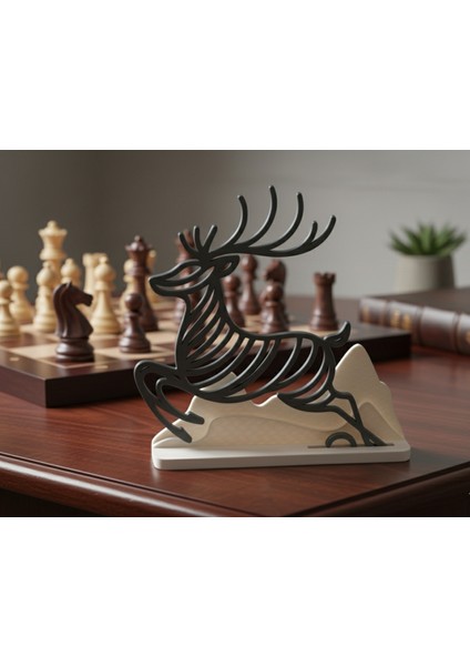 Zarif Geyik Dağ Formunda 3D Baskı Dekoratif Heykel - 16 cm