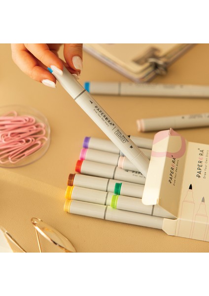 12’li Çift Uçlu Alkol Bazlı Marker Kalem Seti – Brush + Chisel fırsatları