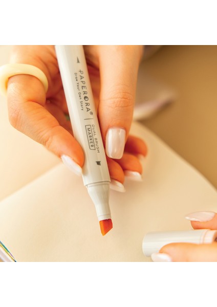 12’li Çift Uçlu Alkol Bazlı Marker Kalem Seti – Brush + Chisel