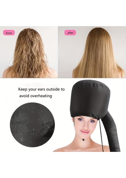 Saç Kurutma ve Şekillendirme Şapkası – Ayarlanabilir Kayışlı, Hızlı Kuruyan Saç Kurutma Makinesi Başlığı | Unisex,tüm Saç Tipleri Için Uygun | Yumuşak Pastel Renkler (Siyah Veya Gri Rastgele Gönderim)
