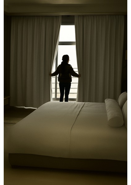 Açık Gri %100 Güneş Geçirmez Blackout, Karartma Güneşlik, Perde | Pilesiz Dikim, Tek Kanat modelleri