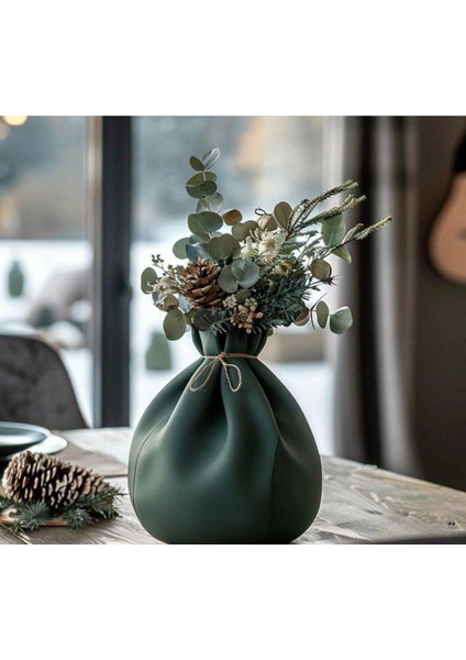 Eko Haki | Koleksiyon Serisi Büzgülü Kumaş Görünümlü | 3D Baskı Dekoratif Vazo (17X18X20 Cm) fiyatları