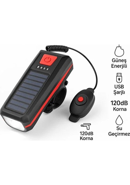 Güneş Enerjili Bisiklet Işıklı Korna modelleri