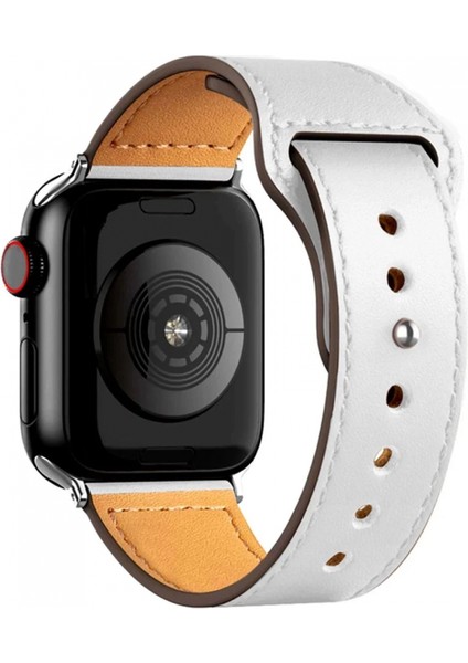 Apple Watch 38MM KR415 Luaz Deri Kordon - Beyaz