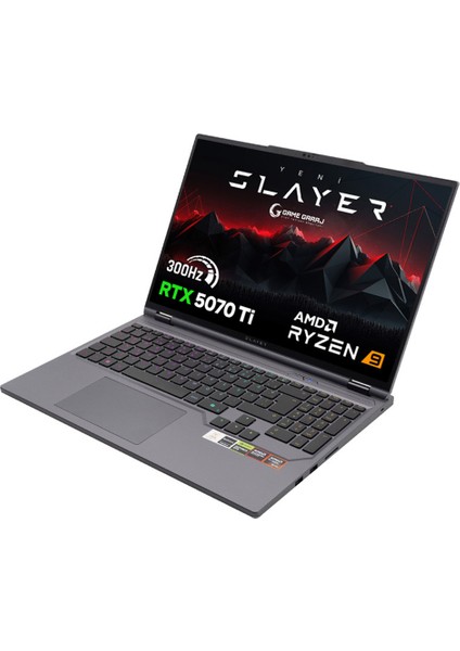 Slayer R9T3D-5070TI C3 Amd Ryzen 9 9955HX3D 32GB Ram 2tb SSD RTX5070TI 16" Qhd IPS 300Hz Freedos Gaming Laptop modelleri