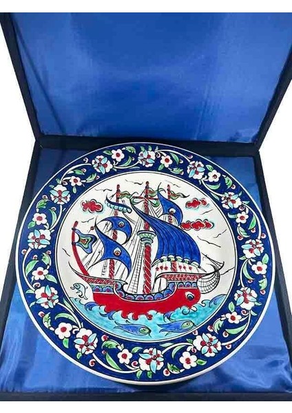 Osmanlı Kalyonu 30 cm (11.81 Inch) Iznik Çini Tabak modelleri