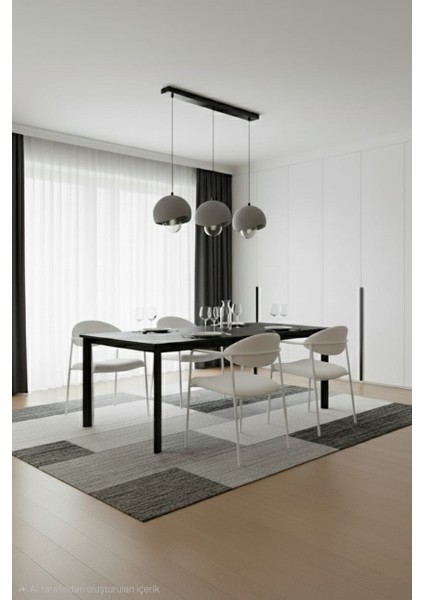 Beton Görünümlü Iskandinaw & Bohem Tarzı Uzun 3 Lü Şık Tasarı Sarkıt Avize (Ampul Hediyeli)