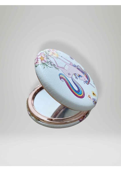 Unıcorn Temalı Çift Taraflı Yuvarlak Cep Çanta Makyaj El Aynası 7cm Çap (Kod:27) fiyatları