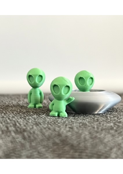 20 Adet Pla 3D Baskı Yeşil Uzaylı Figür & 6 Adet Uzay Gemisi Seti