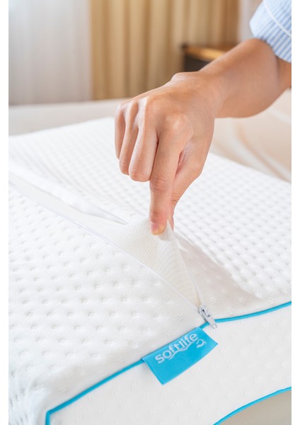 COMFY Visco Çift Boyun Destekli Ortopedik Visko Yastık - 60x40x12/10cm