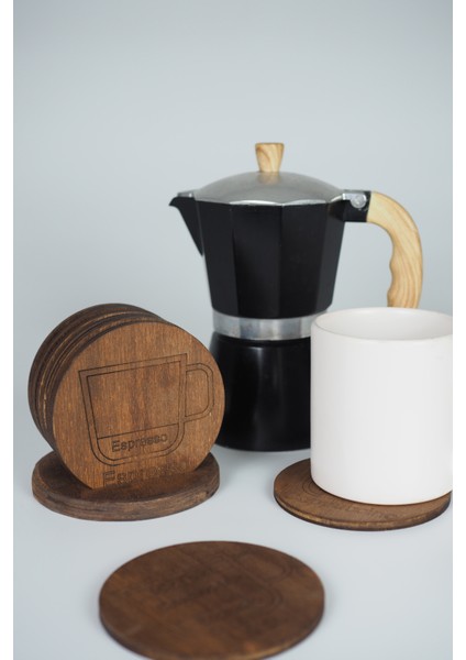 Kahve Temalı 6’lı Ahşap Bardak Altlığı Seti – Espresso / Latte / Cappuccino / Mocha / Americano / Macchiato fiyatları