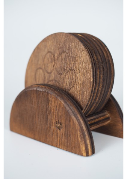 Pati Temalı 6’lı Ahşap Bardak Altlığı Seti – Standlı fırsatları