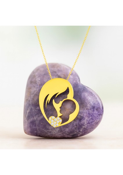 14K Altın Anne ve Bebek Kolye, Anne Takıları, Kadınlar Için Zarif Kolyeler, Çocuk Kolye