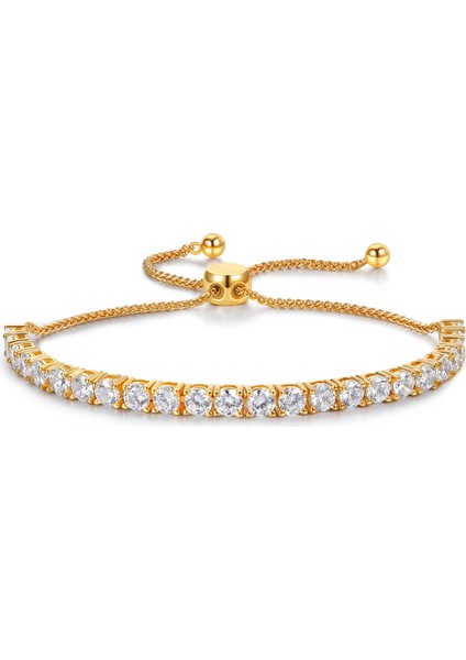 Bakır Kakma Zirkon Tenis Bileklik (Yurt Dışından)