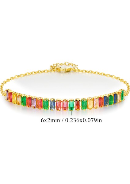 Bakır Kakma Zirkonlu Renkli Bileklik (Yurt Dışından)