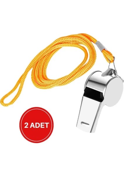 Kaliteli 2 Adet Sarı Ipli Paslanmaz Metal Deprem Düdüğü, Hakem, Can Kurtaran Düdük (2 Adet)