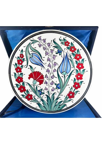 Osmanlı Çiçek Bahçesi Desenli Iznik Tabak – Zarif Dekoratif Ürün (25 cm 9.84 Inch)