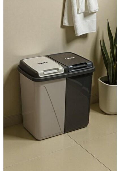 Kirli Çamaşır Sepeti 90 Litre İki Bölmeli Plastik Malzeme ile Şık ve Pratik fiyatları