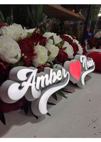 Corp Kişiye Özel Isimli Premium LED Lamba, Çift Renk Işıklı (Beyaz/kırmızı), Pleksi & Ahşap Dekoratif Masa Lambası fırsatları