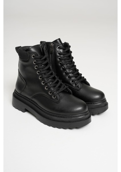 Fiora Premium Kadın Kışlık Kalın Tabanlı Siyah Bot