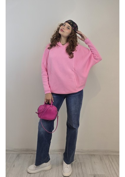 Kadın Kapüşonlu Kanguru Cepli Uzun Kol Oversize Sweatshirt fırsatları