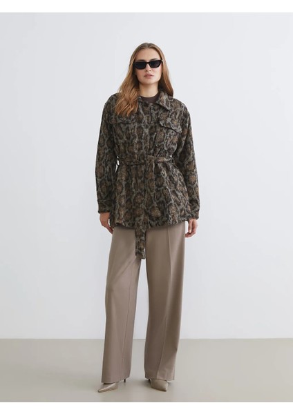Lcw Vision Kahverengi Desenli Kadın Kaşe Gömlek Ceket fiyatları