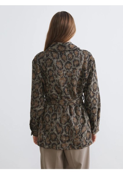 Lcw Vision Kahverengi Desenli Kadın Kaşe Gömlek Ceket fırsatları