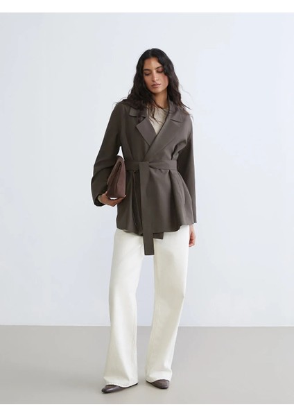 Lcw Modest Haki Kuşaklı Oversize Kadın Blazer Ceket fiyatları