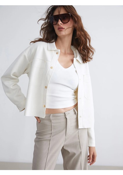Lcw Eco Ekru Kadın Süet Görünümlü Gömlek Ceket