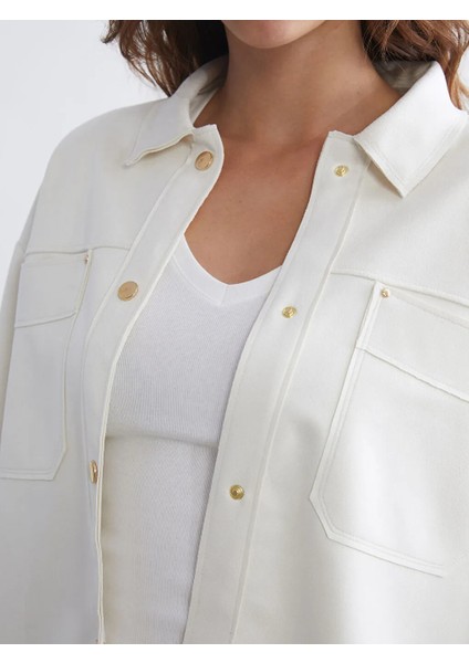 Lcw Eco Ekru Kadın Süet Görünümlü Gömlek Ceket modelleri