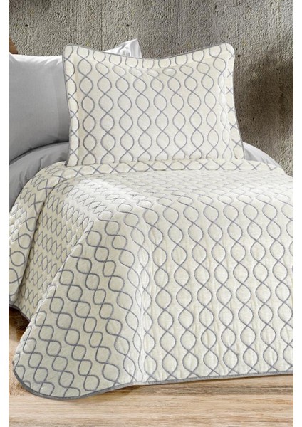 Brillance Tek Kişilik Yatak Örtüsü Krem Gri