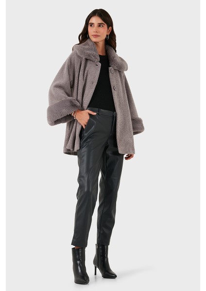 Via Dante Oversize Fit Ceket Yaka Düğmeli Kürk Mont Bayan Mont 6858060 fiyatları