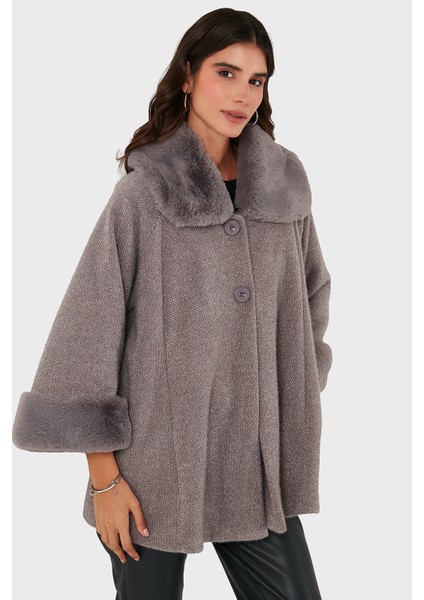 Via Dante Oversize Fit Ceket Yaka Düğmeli Kürk Mont Bayan Mont 6858060 indirimleri