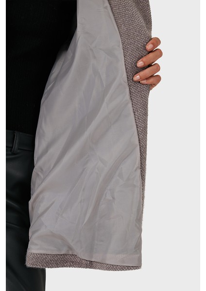 Via Dante Oversize Fit Ceket Yaka Düğmeli Kürk Mont Bayan Mont 6858060