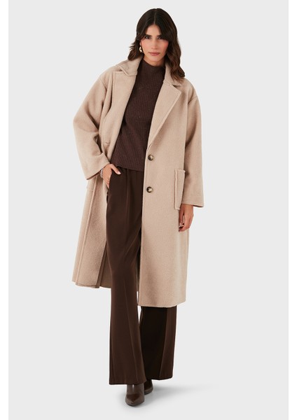 Via Dante Relaxed Fit Kruvaze Yaka Düğmeli Uzun Kaban Bayan Kaban 68821012 fırsatları