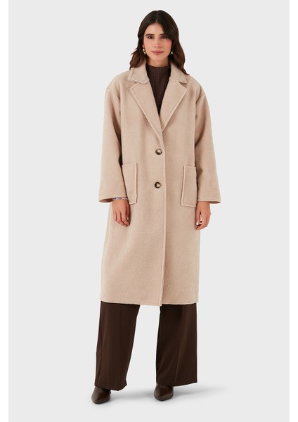 Via Dante Relaxed Fit Kruvaze Yaka Düğmeli Uzun Kaban Bayan Kaban 68821012 indirimleri