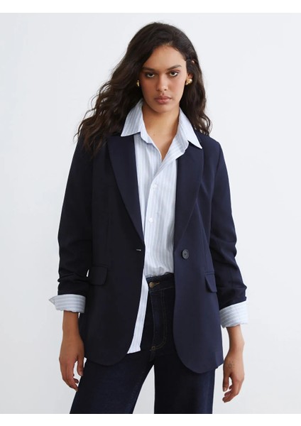 Lcw Vision Lacivert Krep Kadın Blazer Ceket