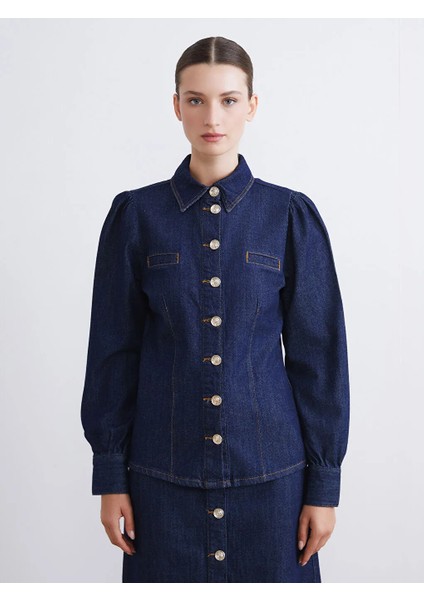 Raşit Bağzıbağlı x Lc Waıkıkı Indigo Gömlek Yaka Kadın Jean Ceket fiyatları