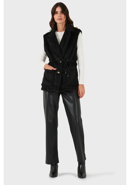 Via Dante Regular Fit Kruvaze Yaka Bağlama Detaylı Kürk Yelek Bayan Yelek 68821807 fiyatları