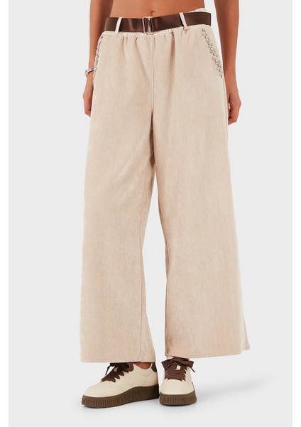 Via Dante Wide Leg Fit Normal Bel Cep Detaylı Pantolon Bayan Pantolon 69143990